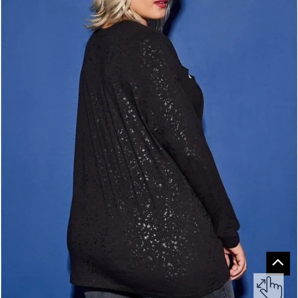 Torrid LoveSick Super Soft Slub Distressed Long Sleeve Top Size 1X - Picture 11 of 11